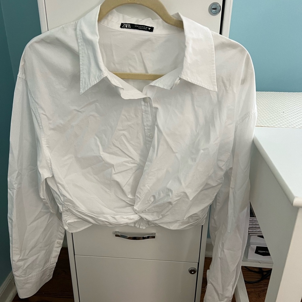 White cropped blouse